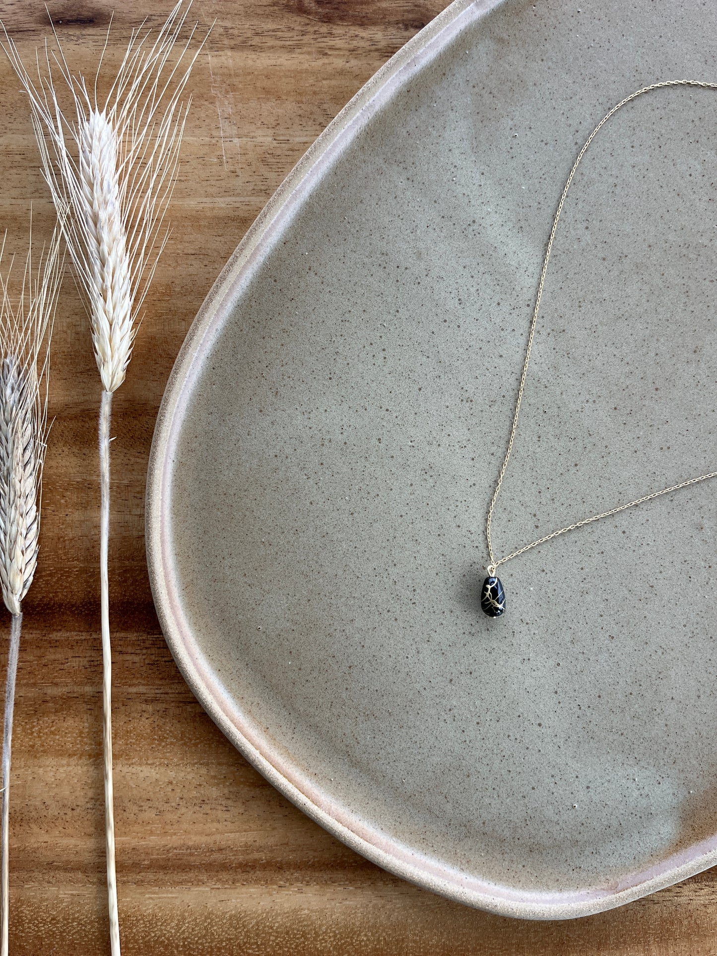 Kintsugi-inspired "I am whole" necklace | Black droplet