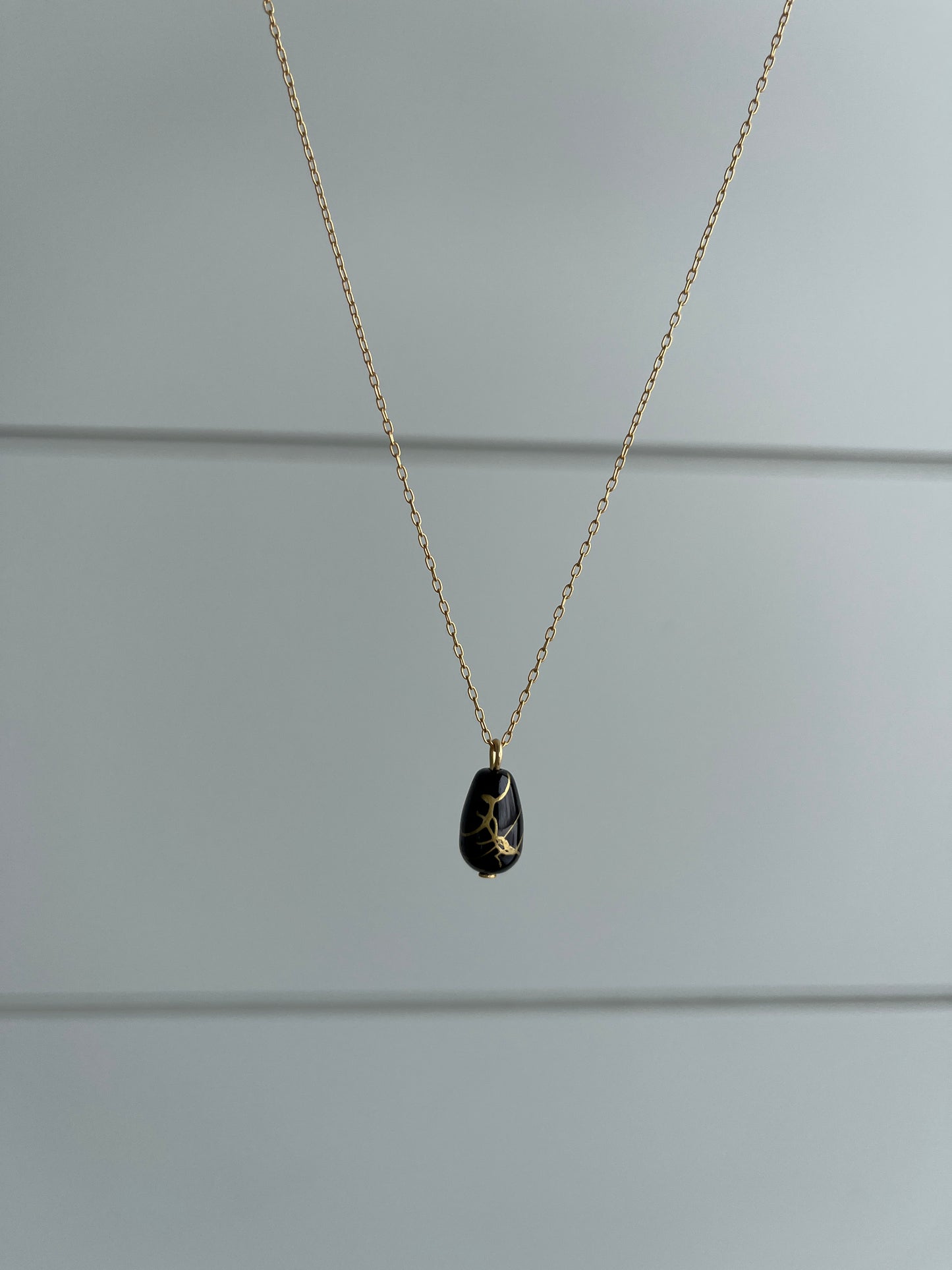 Kintsugi-inspired "I am whole" necklace | Black droplet