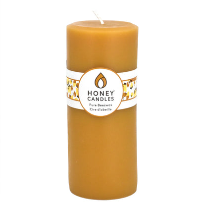 Natural Beeswax Candle | 7" Round Pillar