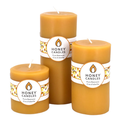 Natural Beeswax Candle | 7" Round Pillar