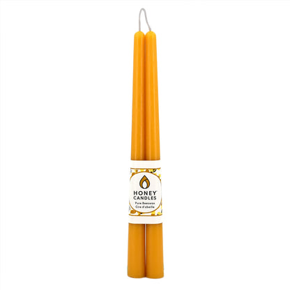 Pair of 12" Natural Beeswax Taper Candles