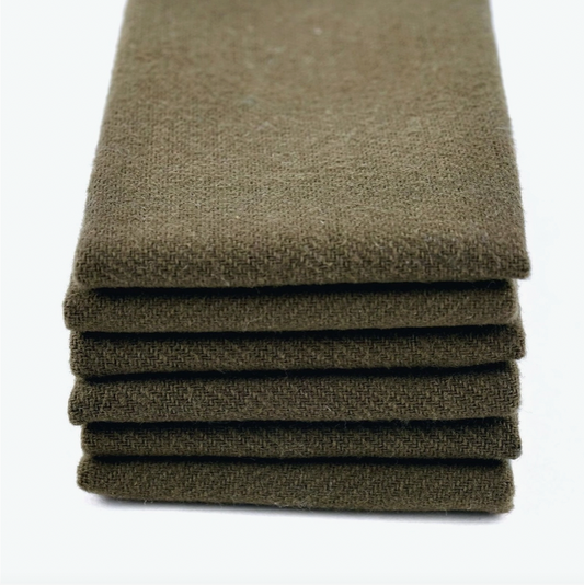 Organic Brushed Cotton Non-Paper Towels | Olive | Set of 6