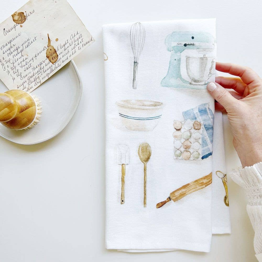 Baking | Watercolour Print Tea Towel