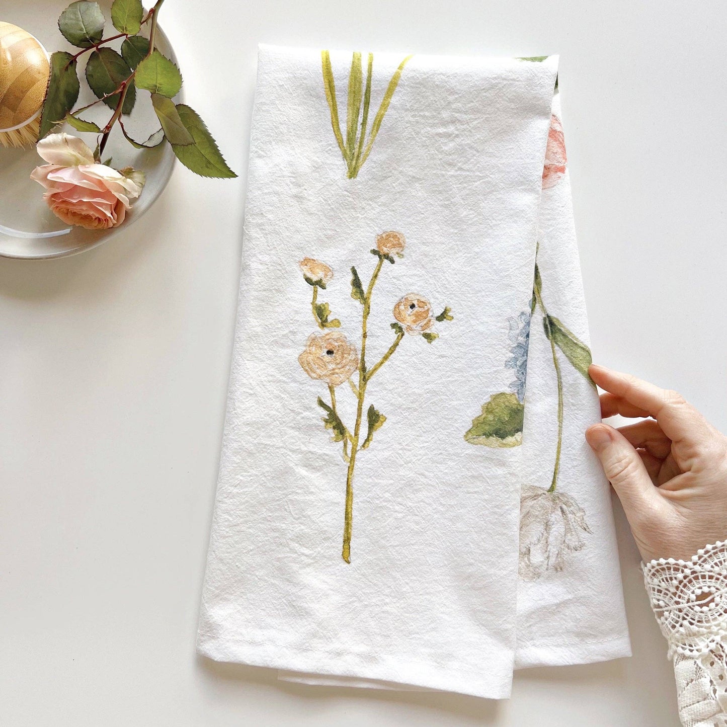 Garden Flowers | Watercolour Print Tea Towel