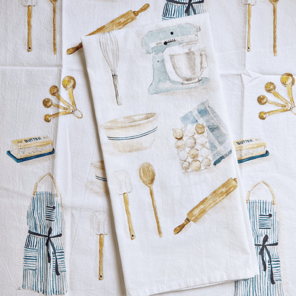 Baking | Watercolour Print Tea Towel