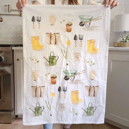 Gardening | Watercolour Print Tea Towel