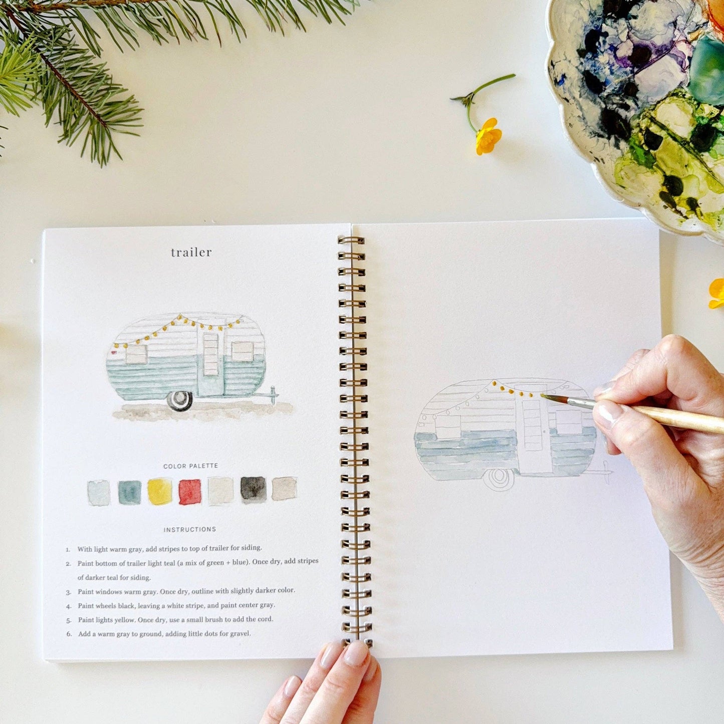 Camping Watercolour Paint Workbook by Emily Lex