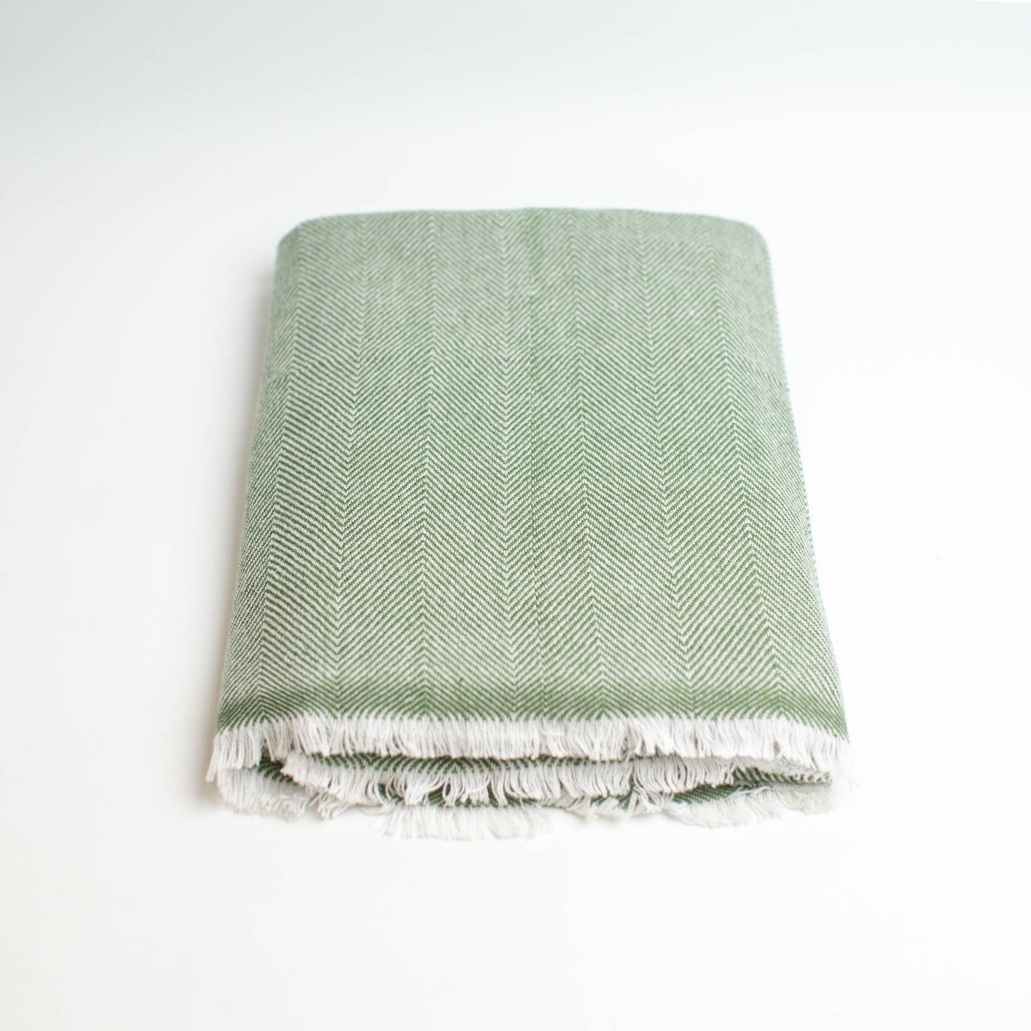 Luxury Cashmere Throw Blanket | Green Chevron