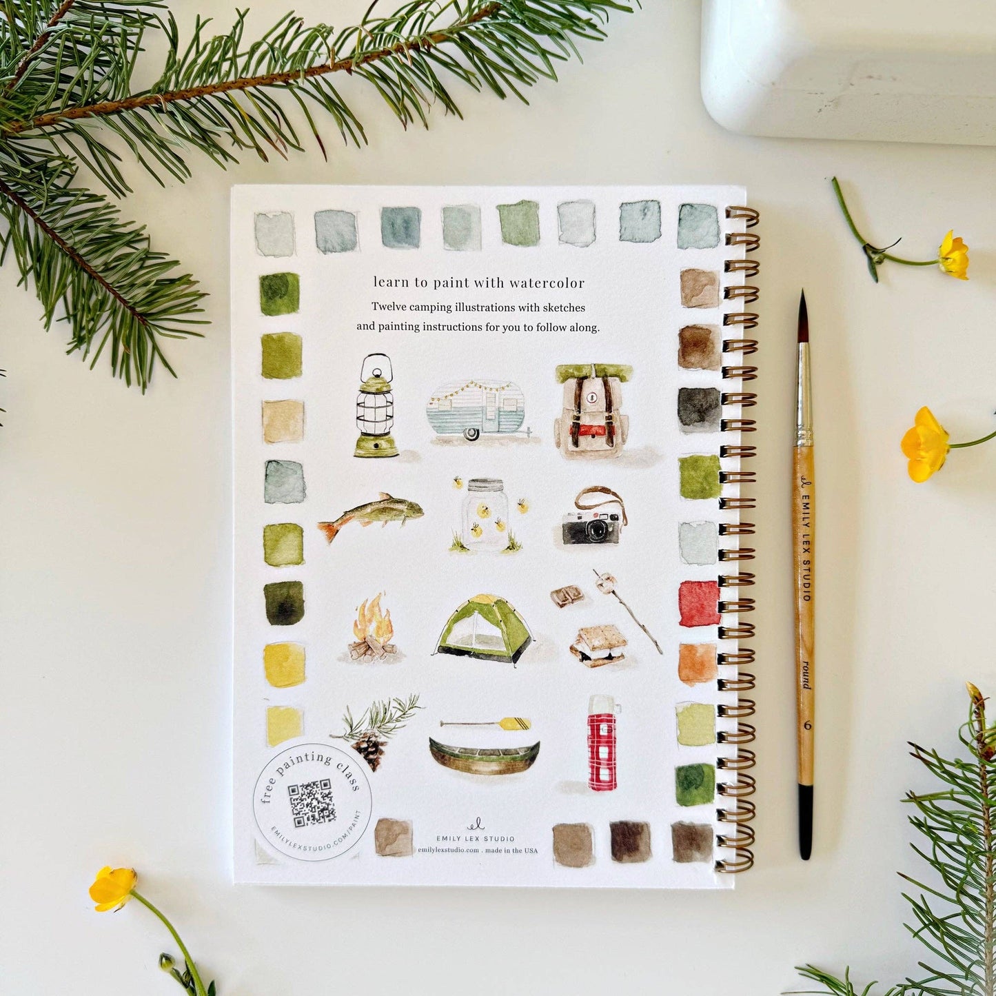 Camping Watercolour Paint Workbook by Emily Lex