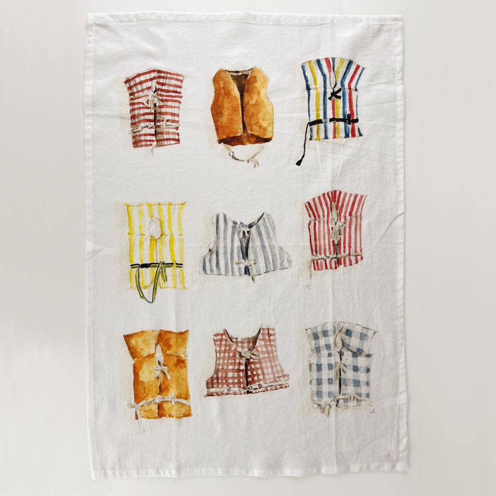 Life Jackets | Watercolour Print Tea Towel