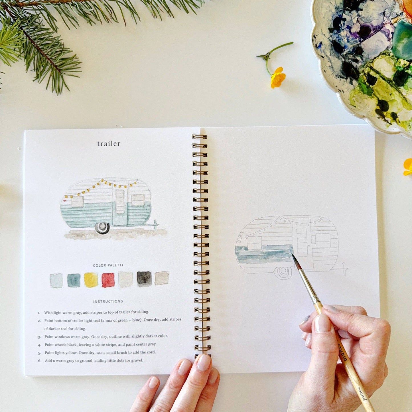 Camping Watercolour Paint Workbook by Emily Lex