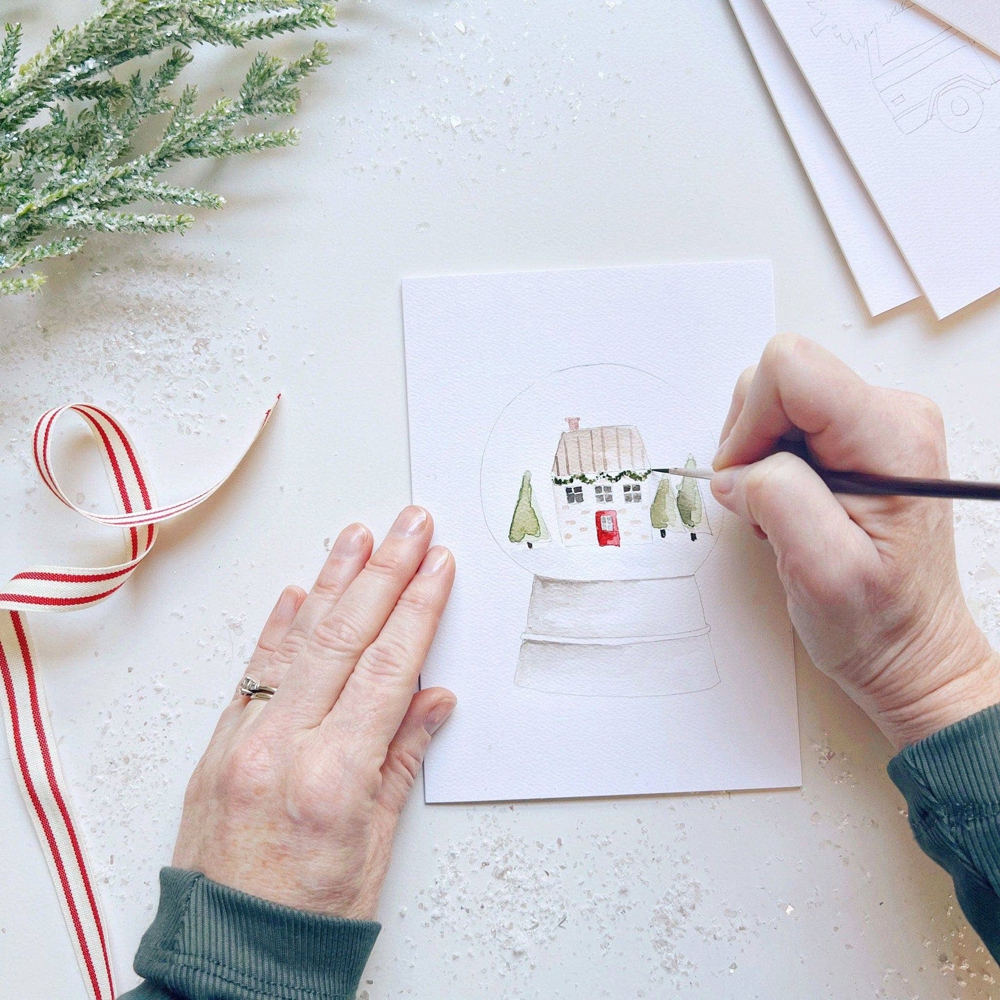 Carte de vœux à peindre sur le thème de Noël