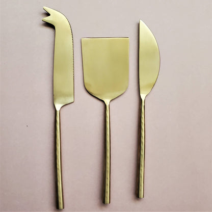 Handmade Cheese Knife Set | Gold