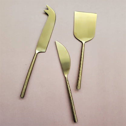 Handmade Cheese Knife Set | Gold