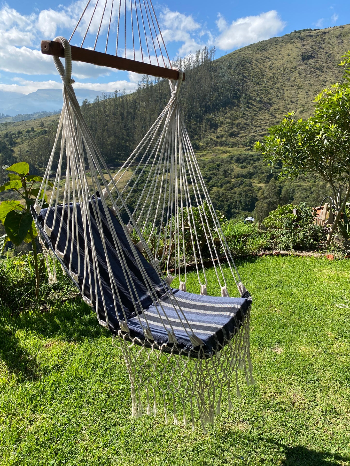 Padded Hammock with Wooden Crossbar | Navy