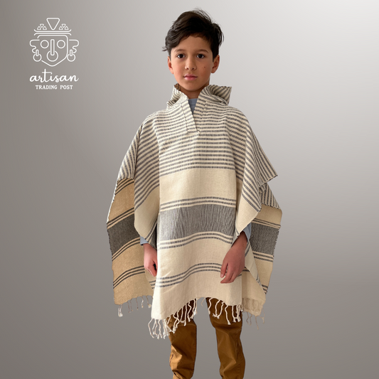 Junior Boat Poncho | Handwoven Cotton | Navy Blue