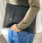 Large Leather Tablet Portfolio | Midnight Black