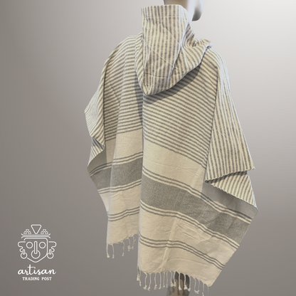 Boat Poncho | Handwoven Cotton | Stone Grey