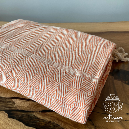 Boat Blanket | Handwoven Cotton | Sunset Orange