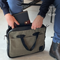 Canvas Messenger Bag with Leather Accents | Green with Midnight Black