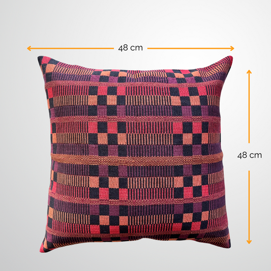 Handwoven Cotton Acrylic Pillow Cover | Autumn Red