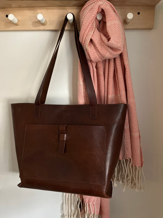 Classic Leather Tote | Chocolate Brown