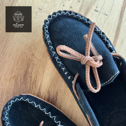 Handmade Suede & Leather Moccasin | Midnight Black