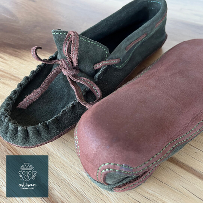 Handmade Suede & Leather Moccasin | Deep Green